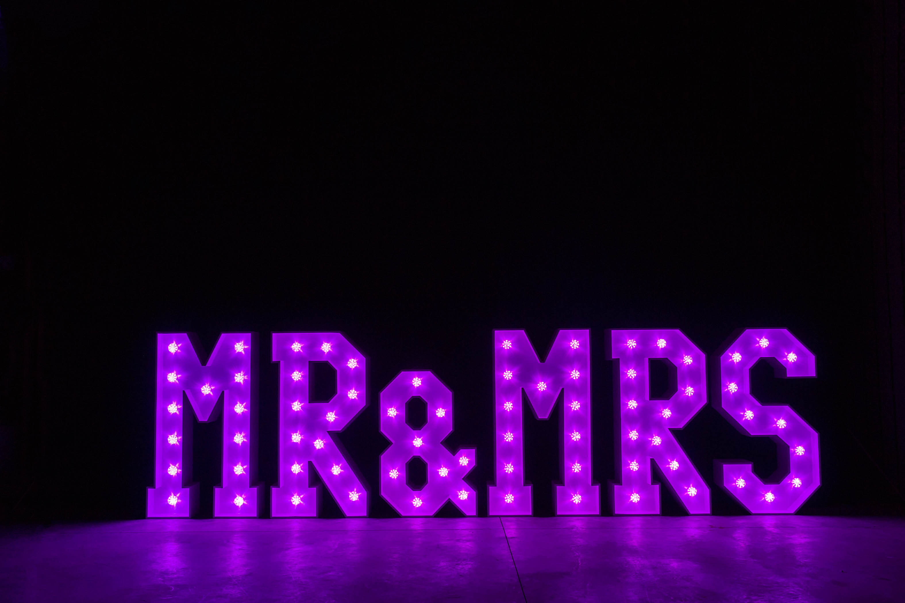 4' MR & MRS Letters - Purple Light - Photo by Viscosi Photography
