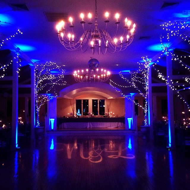 Electric Blue Up Lighting & Monogram @ The Old Daley Inn on Crooked Lake
